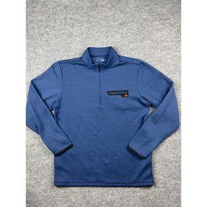 Adidas 1/4 Zip Sweatshirt Men's Large Blue Mock Neck Zip Pocket Polyester Logo